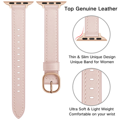 Slim Leather Band for Apple Watch | Pink