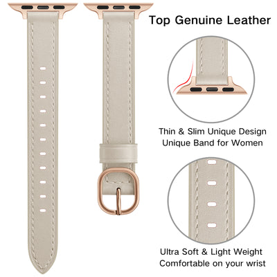 Slim Leather Band for Apple Watch | Beige