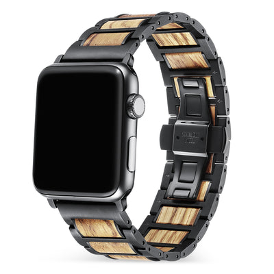 Nova Zebra Wood Apple Watch Band | Black - iwaysband