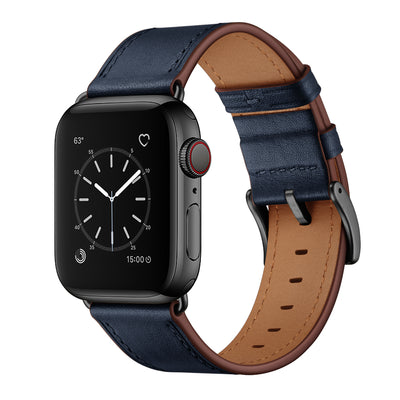 Classic Leather Band for Apple Watch | Navy Blue