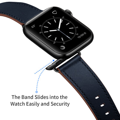 Classic Leather Band for Apple Watch | Navy Blue