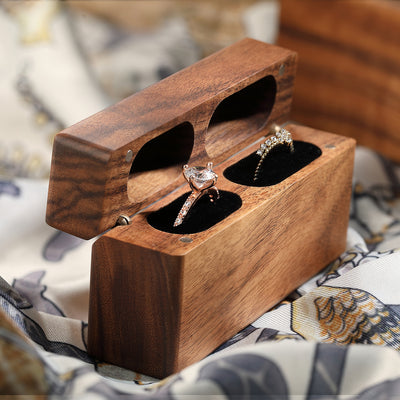 Wood Double Ring Box | Koa Wood