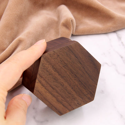 Triple Hexagon Wood Ring Box | Walnut Wood