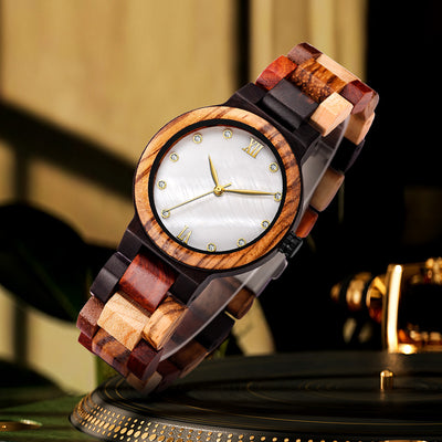 Mix Wood Women Wood Watch | White