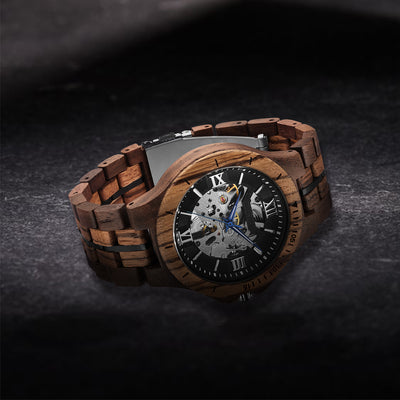 Mechanical Mens Wood Watch | Navy Blue