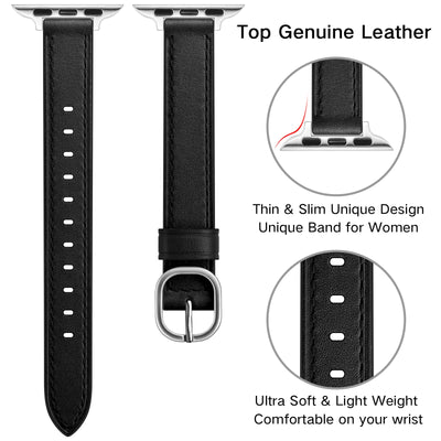 Slim Leather Band for Apple Watch | Black