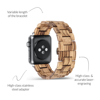 Forest Zebra Wood Apple Watch Band