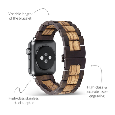 Forest Zebra Black Sandalwood Apple Watch Band