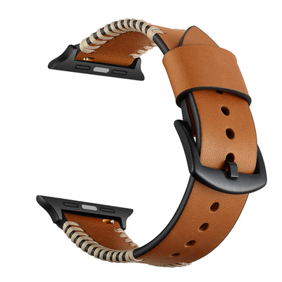 Leather Band for Apple Watch with Stitching | Brown