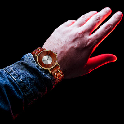 METAL Mens Wood Watch | Red Sandalwood