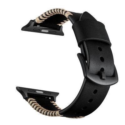 Leather Band for Apple Watch with Stitiching | Black