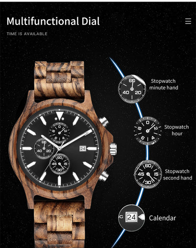 Mens Wood Watch | Zebrawood