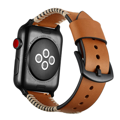 Leather Band for Apple Watch with Stitching | Brown