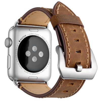 Classic Crazy Horse Leather Band for Apple Watch | Silver