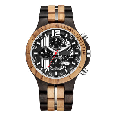 Mens Wood Watch | Black Sandalwood + Olive Wood