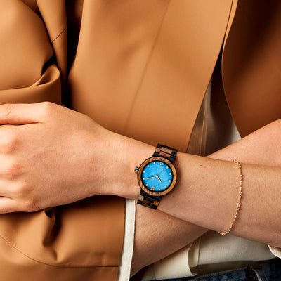 Mix Wood Women Wood Watch | Blue