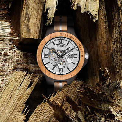 Mechanical Mens Wood Watch | Black