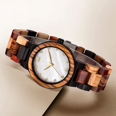 Mix Wood Women Wood Watch | White