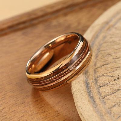 Tungsten Guitar String Wood Ring | Whisky Barrel