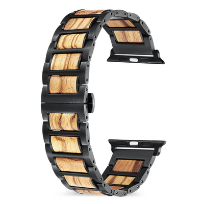 Nova Zebra Wood Apple Watch Band | Black - iwaysband