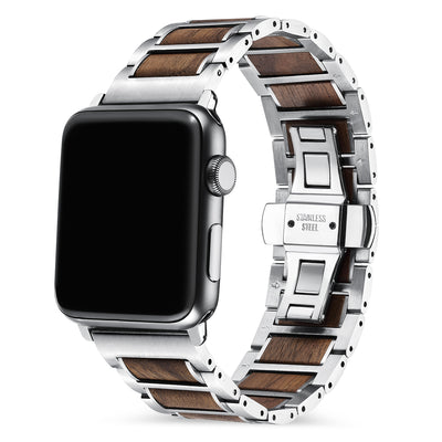 Nova Walnut Wood Apple Watch Band | Silver - iwaysband