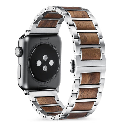 Nova Walnut Wood Apple Watch Band | Silver - iwaysband