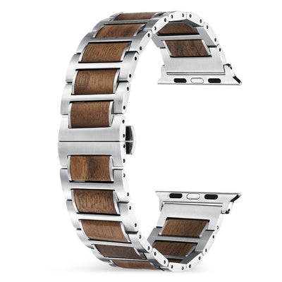 Nova Walnut Wood Apple Watch Band | Silver - iwaysband