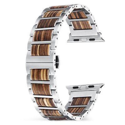 Nova Zebra Wood Apple Watch Band | Silver - iwaysband