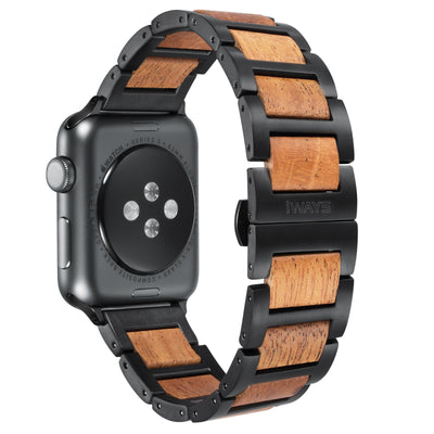 Stardust Mahogany Wood Apple Watch Band | Black