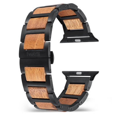 Stardust Mahogany Wood Apple Watch Band | Black