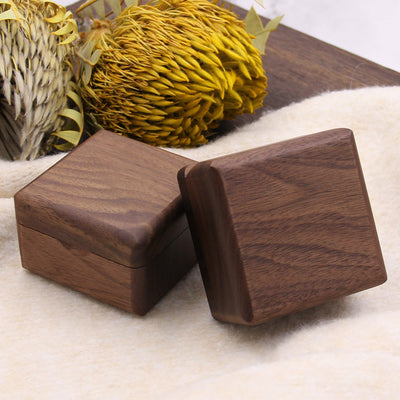 Square Shape Wood Ring Box | Walnut Wood