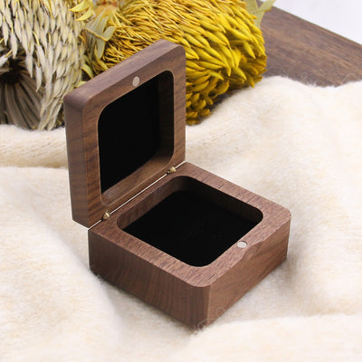 Square Shape Wood Ring Box | Walnut Wood