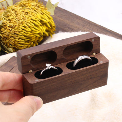 Wood Double Ring Box | Walnut Wood