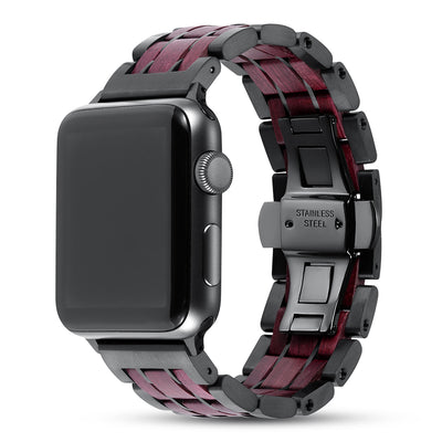 Dusk Purpleheart Wood Apple Watch Band | Black