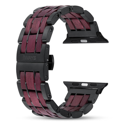 Dusk Purpleheart Wood Apple Watch Band | Black