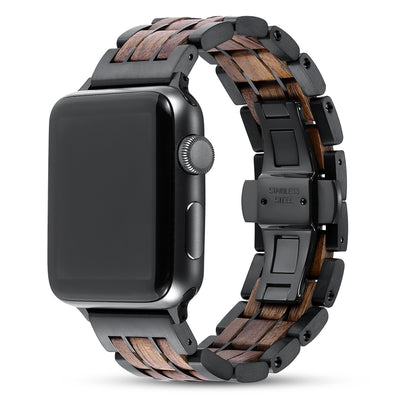 Dusk Walnut Wood Apple Watch Band | Black