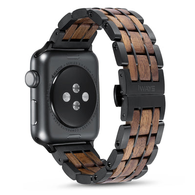 Dusk Walnut Wood Apple Watch Band | Black