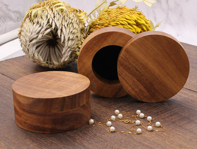 Round Shape Wood Jewelry Box | Koa Wood