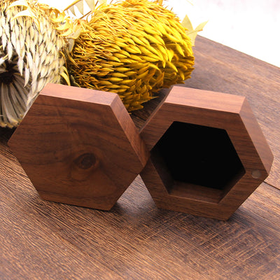 Hexagon Shape Wood Jewelry Box | Walnut Wood