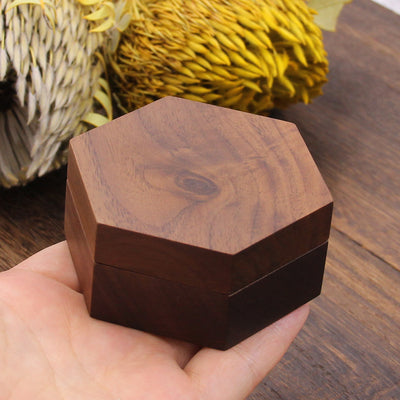 Hexagon Shape Wood Jewelry Box | Walnut Wood