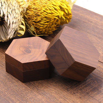 Hexagon Shape Wood Jewelry Box | Walnut Wood