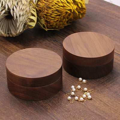 Round Shape Wood Jewelry Box | Walnut Wood