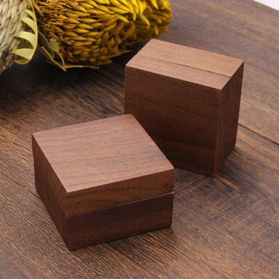 Square Shape Wood Ring Box | Walnut Wood