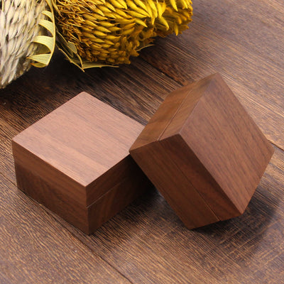 Square Shape Wood Ring Box | Walnut Wood