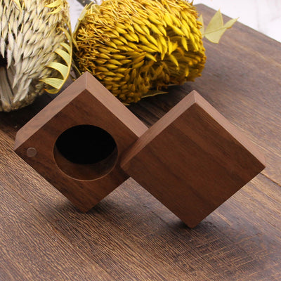 Square Shape Wood Ring Box | Walnut Wood