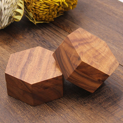 Hexagon Shape Wood Jewelry Box | Koa Wood