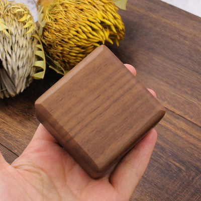 Square Shape Wood Ring Box | Walnut Wood