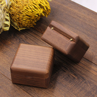 Square Shape Wood Ring Box | Walnut Wood