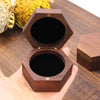 Hexagon Wood Doubel Ring Box | Walnut Wood