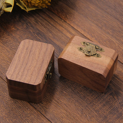 Square Shape Wood Ring Box | Walnut Wood